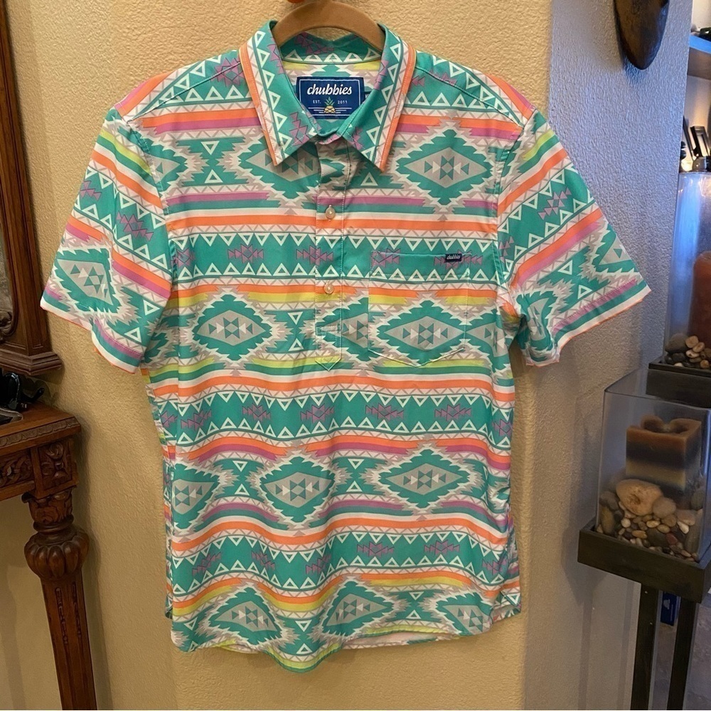 CHUBBIES Men Fun Colorful Pattern Polo Top Size Medium